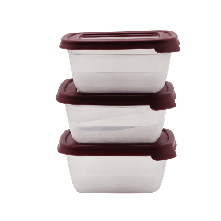 Square Storage Container, Set of 3Pcs, 900ML - Souk Al RasFood Containers & Lunch Boxes