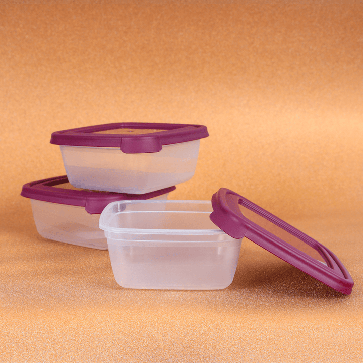 Square Storage Container, Set of 3Pcs, 900ML - Souk Al RasFood Containers & Lunch Boxes