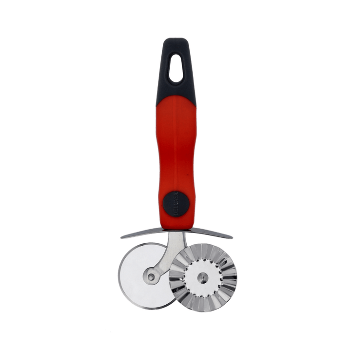 Stainless Steel Double Pizza Cutter Silver and Red 29X8.3 CM - Souk Al RasKitchen Accessories