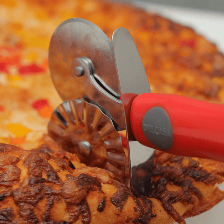 Stainless Steel Double Pizza Cutter Silver and Red 29X8.3 CM - Souk Al RasKitchen Accessories