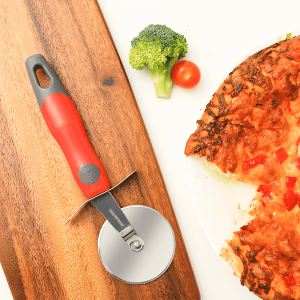 Stainless Steel Durable Pizza Cutter Silver and Red 21.5X7.5 CM - Souk Al RasCooking untensils