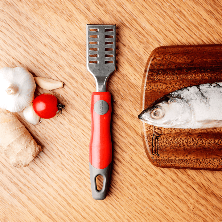 Stainless Steel Fish Peeler Silver and Red 20.5X3.5CM - Souk Al RasCooking Utensils