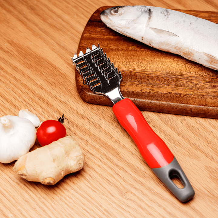 Stainless Steel Fish Peeler Silver and Red 20.5X3.5CM - Souk Al RasCooking Utensils