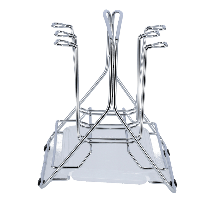 Stainless Steel Glass Rack With Tray Glass Drainer Storage Drying Rack 6PCS - Souk Al RasKitchen Accessories