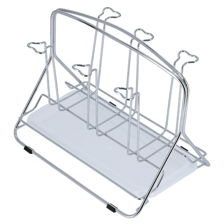 Stainless Steel Glass Rack With Tray Glass Drainer Storage Drying Rack 6PCS - Souk Al RasKitchen Accessories