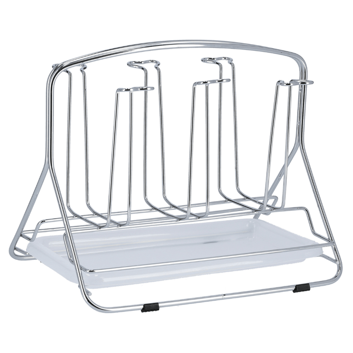 Stainless Steel Glass Rack With Tray Glass Drainer Storage Drying Rack 6PCS - Souk Al RasKitchen Accessories