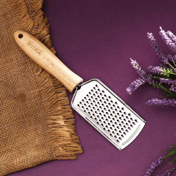 Stainless Steel Grater with Wooden Handle, High - Quality Flat Grater - Souk Al RasCooking Utensils