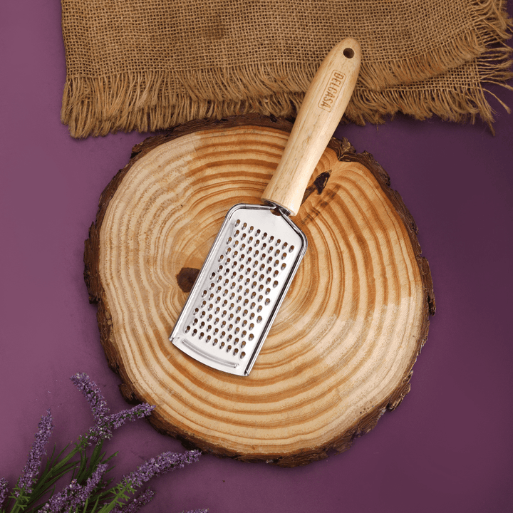 Stainless Steel Grater with Wooden Handle, High - Quality Flat Grater - Souk Al RasCooking Utensils