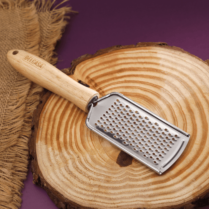 Stainless Steel Grater with Wooden Handle, High - Quality Flat Grater - Souk Al RasCooking Utensils