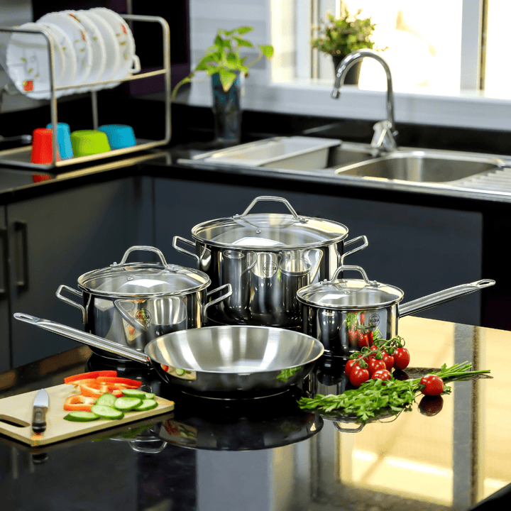 Stainless Steel Induction Cookware Set, Premium Quality Kitchenware 7Pcs - Souk Al RasCookware Sets