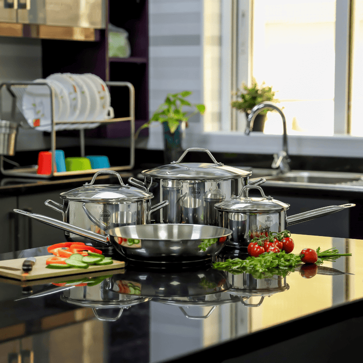 Stainless Steel Induction Cookware Set, Premium Quality Kitchenware 7Pcs - Souk Al RasCookware Sets