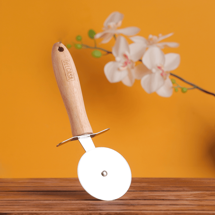 Stainless Steel Pizza Cutter With Wooden Handle - Souk Al RasCooking Utensils