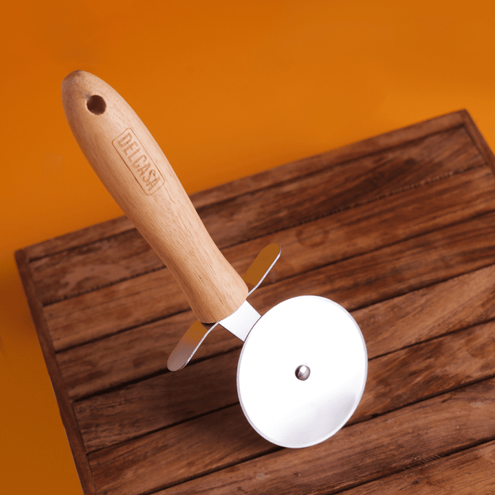 Stainless Steel Pizza Cutter With Wooden Handle - Souk Al RasCooking Utensils