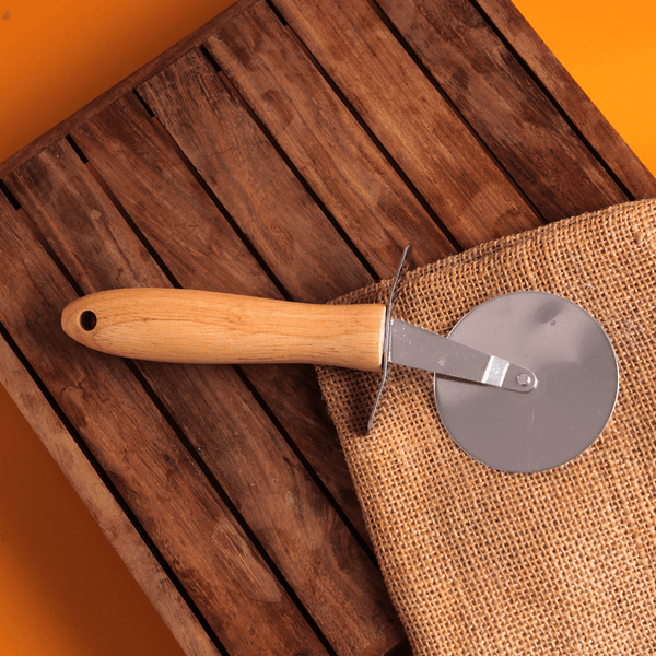 Stainless Steel Pizza Cutter With Wooden Handle - Souk Al RasCooking Utensils