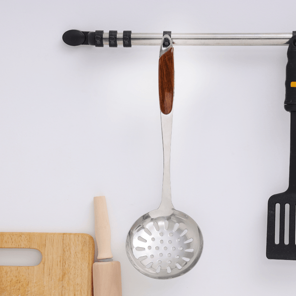 Stainless Steel Skimmer with Comfortable Wood Handle and Built - in Hang Hole - Souk Al RasCooking Utensils