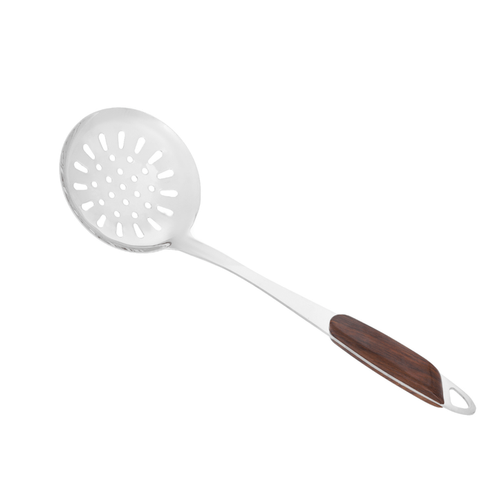 Stainless Steel Skimmer with Comfortable Wood Handle and Built - in Hang Hole - Souk Al RasCooking Utensils