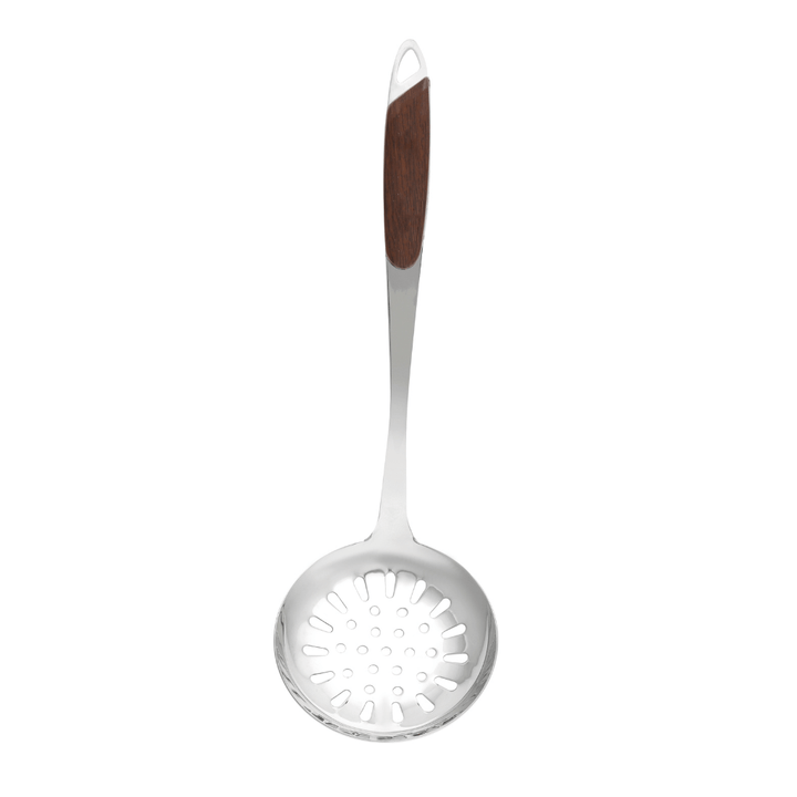 Stainless Steel Skimmer with Comfortable Wood Handle and Built - in Hang Hole - Souk Al RasCooking Utensils