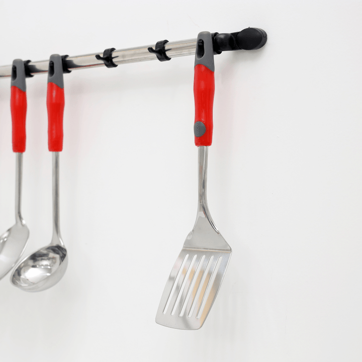 Stainless Steel Slotted Turner Silver & Red 33.5X8.8CM - Souk Al RasCooking Utensils