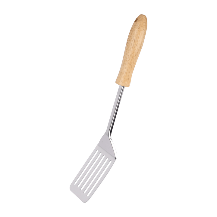 Stainless Steel Slotted Turner With Wooden Handle|premium - quality. - Souk Al RasCooking Utensils