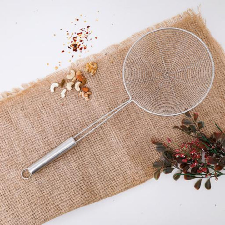Stainless Steel Wire Strainer Spoon with Handle for Kitchen 38CM x 18CM - Souk Al RasKitchen Tools & Utensils