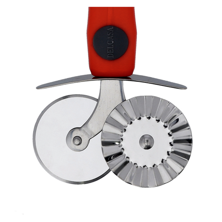 stainless Steel Double Pizza Cutter Silver and Red 29X8.3 CM