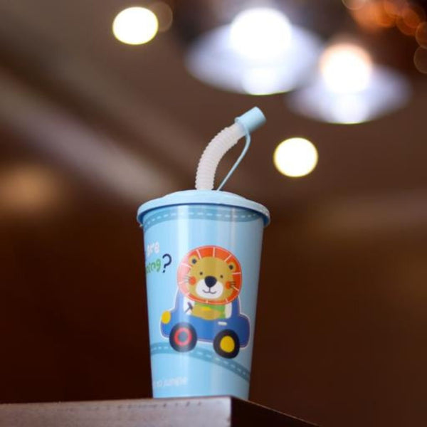 Straw Cup with Cover | Cute & Durable Straw Glass for Kids | Easy to Clean - Souk Al RasDrinkware