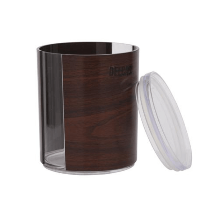 Stylish Wooden Round Canister with 1060ML Capacity - Made from 100% Food Grade and BPA - Free Material, Durable and Unbreakable for Everyday Use - Souk Al RasFood Storage Containers