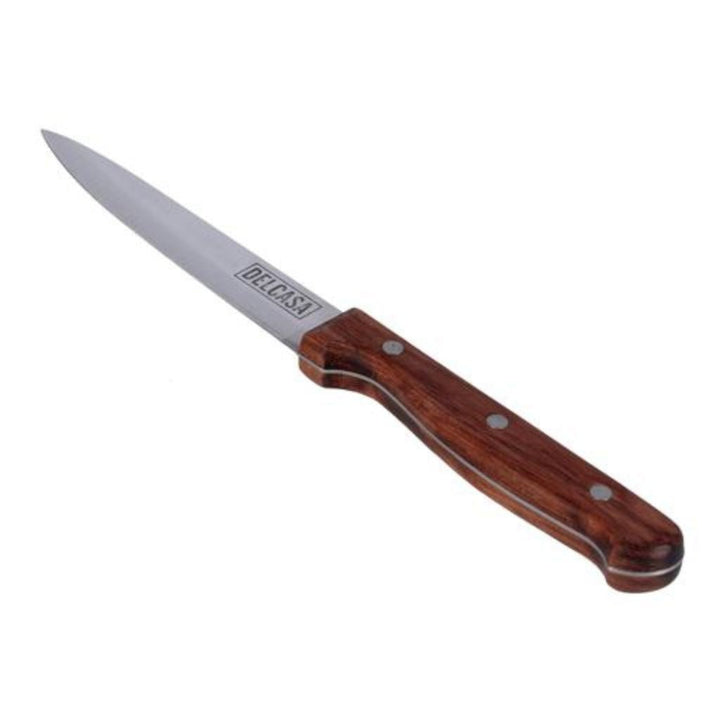 Utility Knife with Wooden Handle and Ultra Sharp Stainless Steel Blade, 12.7cm | Ideal for Cutting, Chopping and More | Fade Proof and All - Purpose for Small Kitchen Use - Souk Al RasKitchen Knives