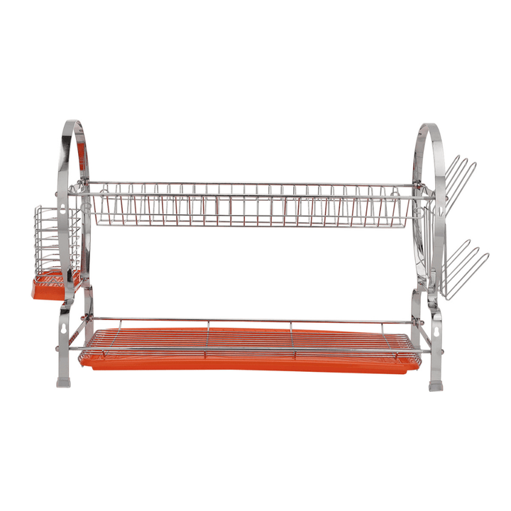 Wall Mount Dish Rack, Stainless Steel Dish Drainer 2Layer - Souk Al RasKitchen Accessories