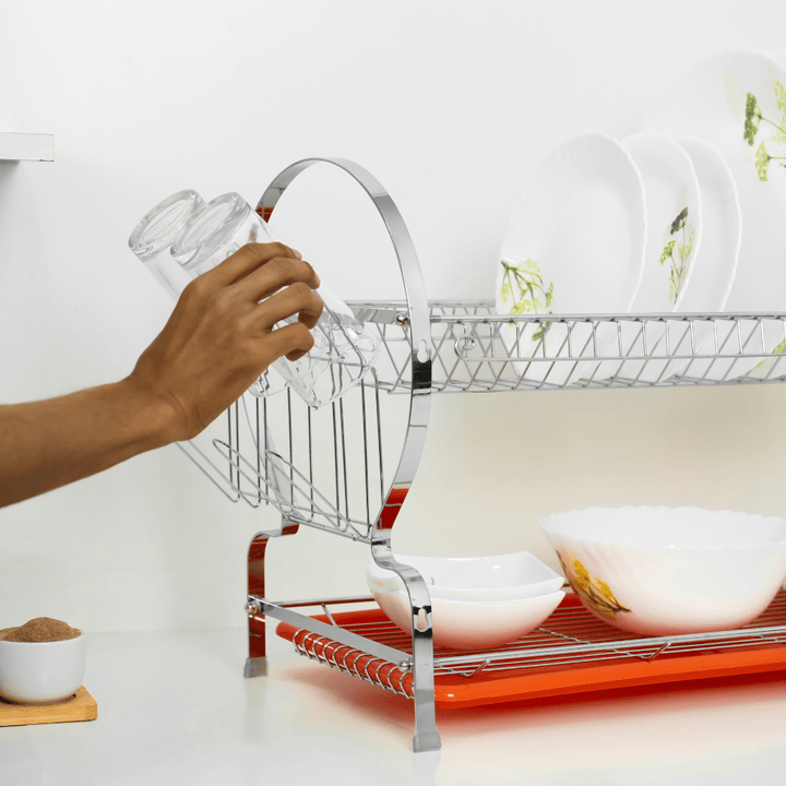 Wall Mount Dish Rack, Stainless Steel Dish Drainer 2Layer - Souk Al RasKitchen Accessories