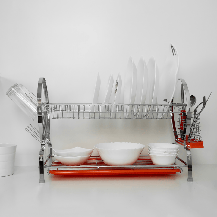 Wall Mount Dish Rack, Stainless Steel Dish Drainer 2Layer - Souk Al RasKitchen Accessories