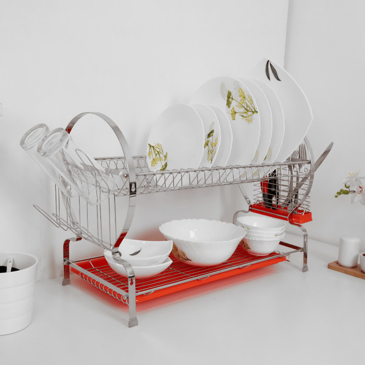 Wall Mount Dish Rack, Stainless Steel Dish Drainer 2Layer - Souk Al RasKitchen Accessories