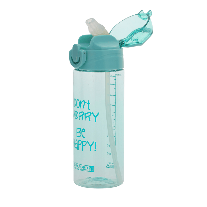 Water Bottle, BPA - Free Plastic Bottle with One - Press Open Lid, Leak - proof 600ml, BLUE - Souk Al RasWater Bottles