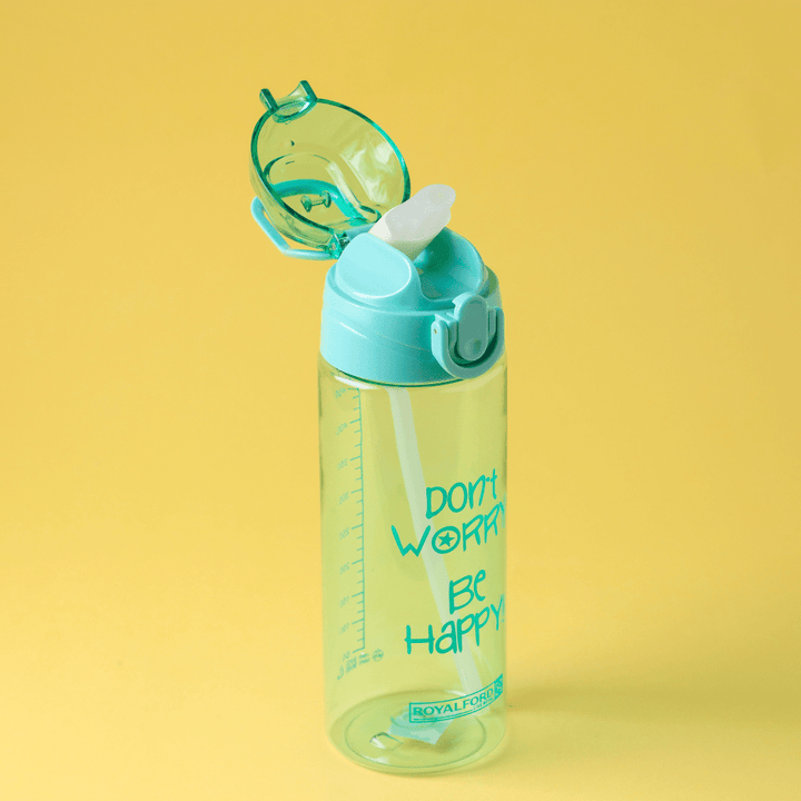 Water Bottle, BPA - Free Plastic Bottle with One - Press Open Lid, Leak - proof 600ml, BLUE - Souk Al RasWater Bottles