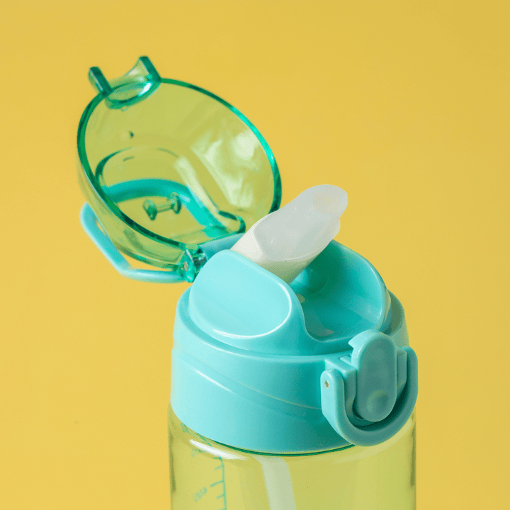 Water Bottle, BPA - Free Plastic Bottle with One - Press Open Lid, Leak - proof 600ml, BLUE - Souk Al RasWater Bottles