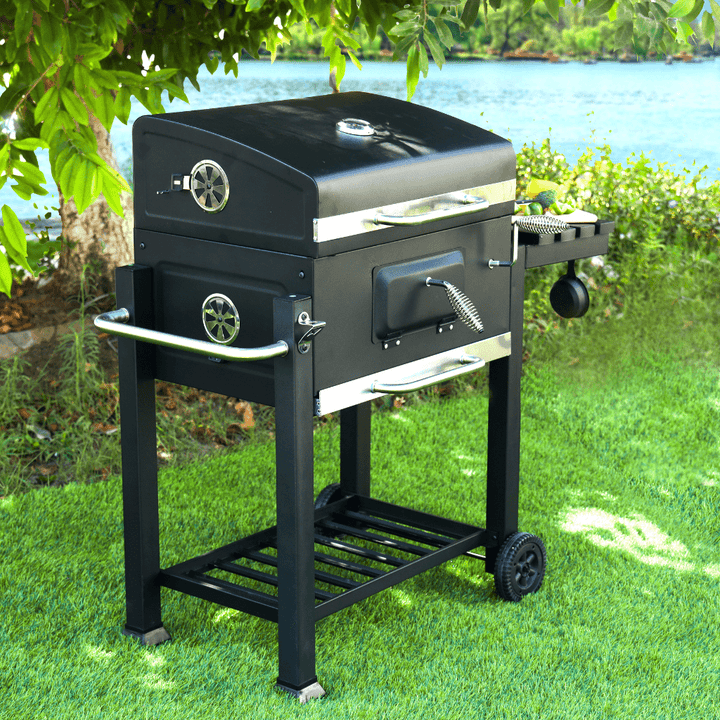 Wheeled Barbecue Stand with Grill, Iron Construction & Easy Transport - Souk Al RasCookware